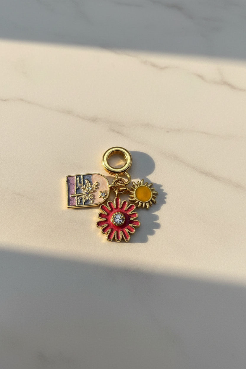 14K  PINK SUNFLOWER SUMMER CHARMS PENDANT