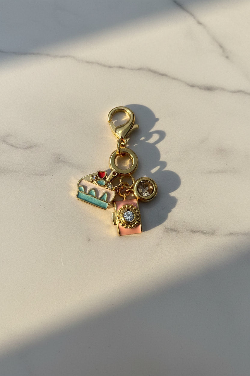 14K PINK CAMERA/DESSERT-THEME CHARMS PENDANT