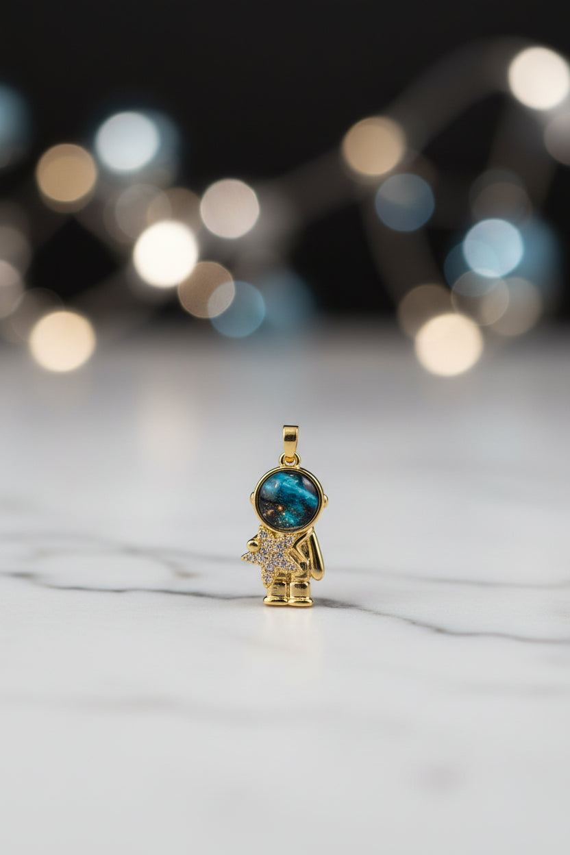 14K ASTRONAUT PENDANT WITH CZ STAR PENDANT