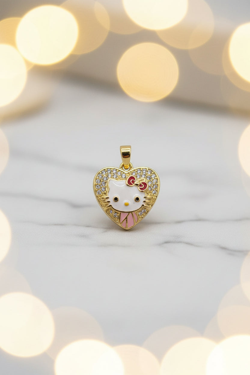 14K HELLO KITTY HEART-SHAPED PENDANT