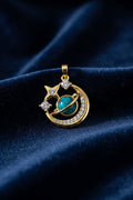 14K BLUE SATURN THEME PENDANT