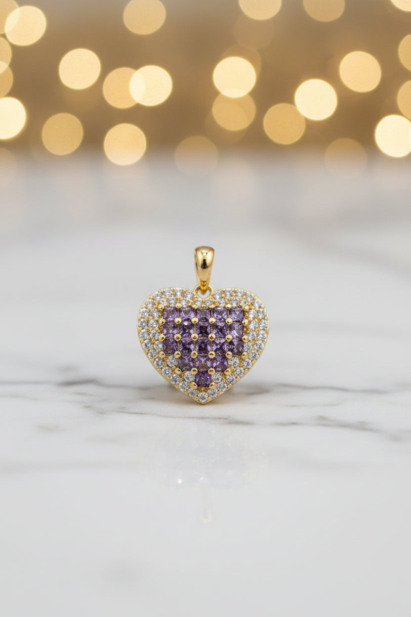14K PURPLE HEART-SHAPED CLUSTER X001257011