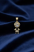 14K BOY PENDANT WITH CLEAR STONE