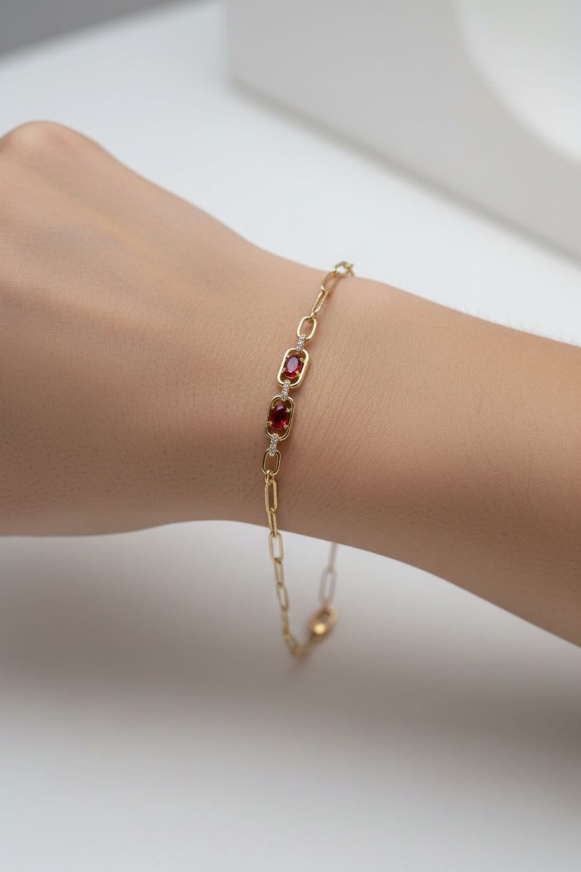 14K RED PAPERCLIP-STYLE LINK CHAIN BRACELET OS-06570002