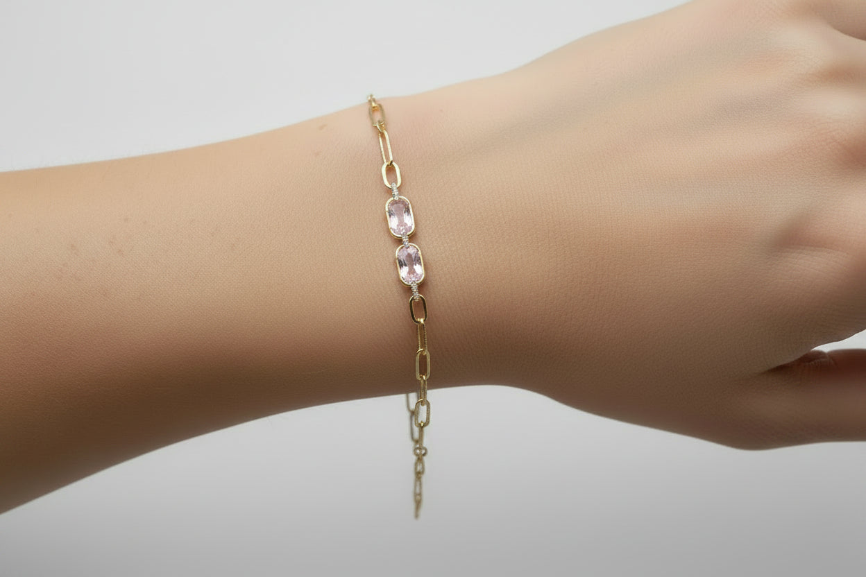 14K PINK PAPERCLIP-STYLE LINK CHAIN BRACELET OS-06570003
