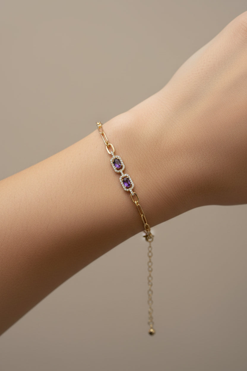 14K PURPLE PAPERCLIP-STYLE LINK CHAIN BRACELET OS-06570004