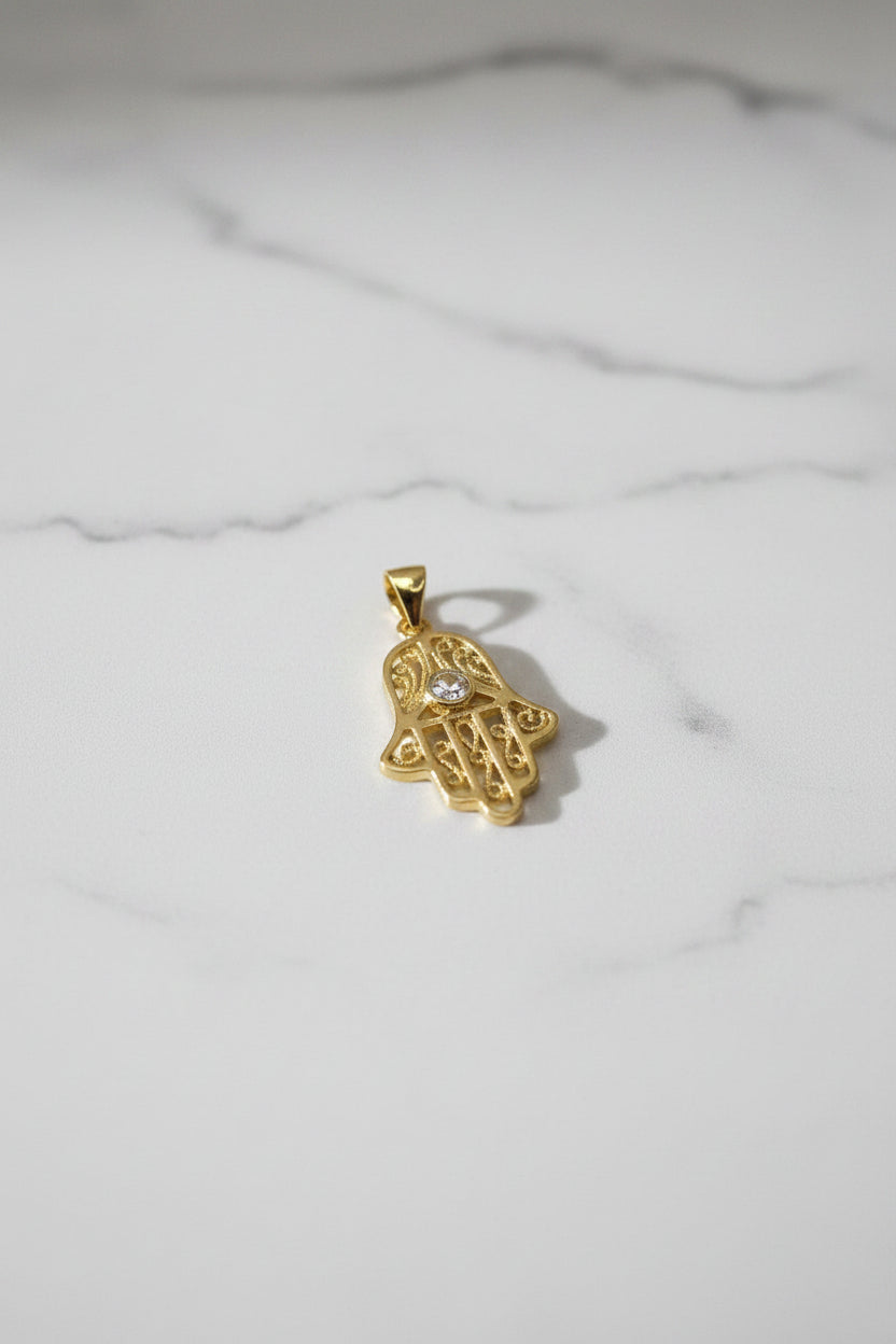 14K HAMSA HAND CHARM PENDANT DC-89520001
