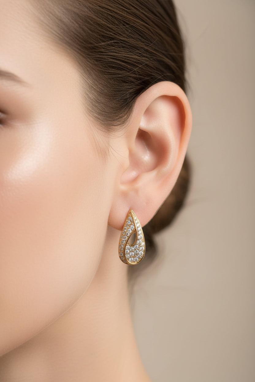 14K TEARDROP STUD EARRINGS WITH PENDANT X001002805