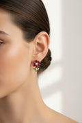 14K RED FLOWR STUD EARRING XM1069P