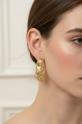 14K FILIGREE FLORAL DESIGN HOOP EARRING XC441