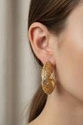 14K GREEK KEY HOOP EARRING XC431