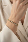 14K CLEAR FLORAL TENNIS BRACELET MS-01020006