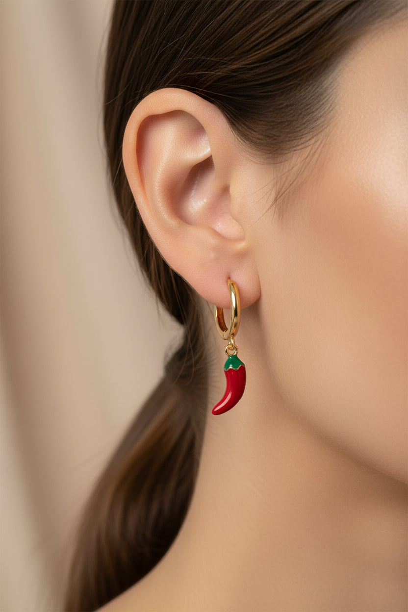 14K RED CHILLI EARRINGS SY861C