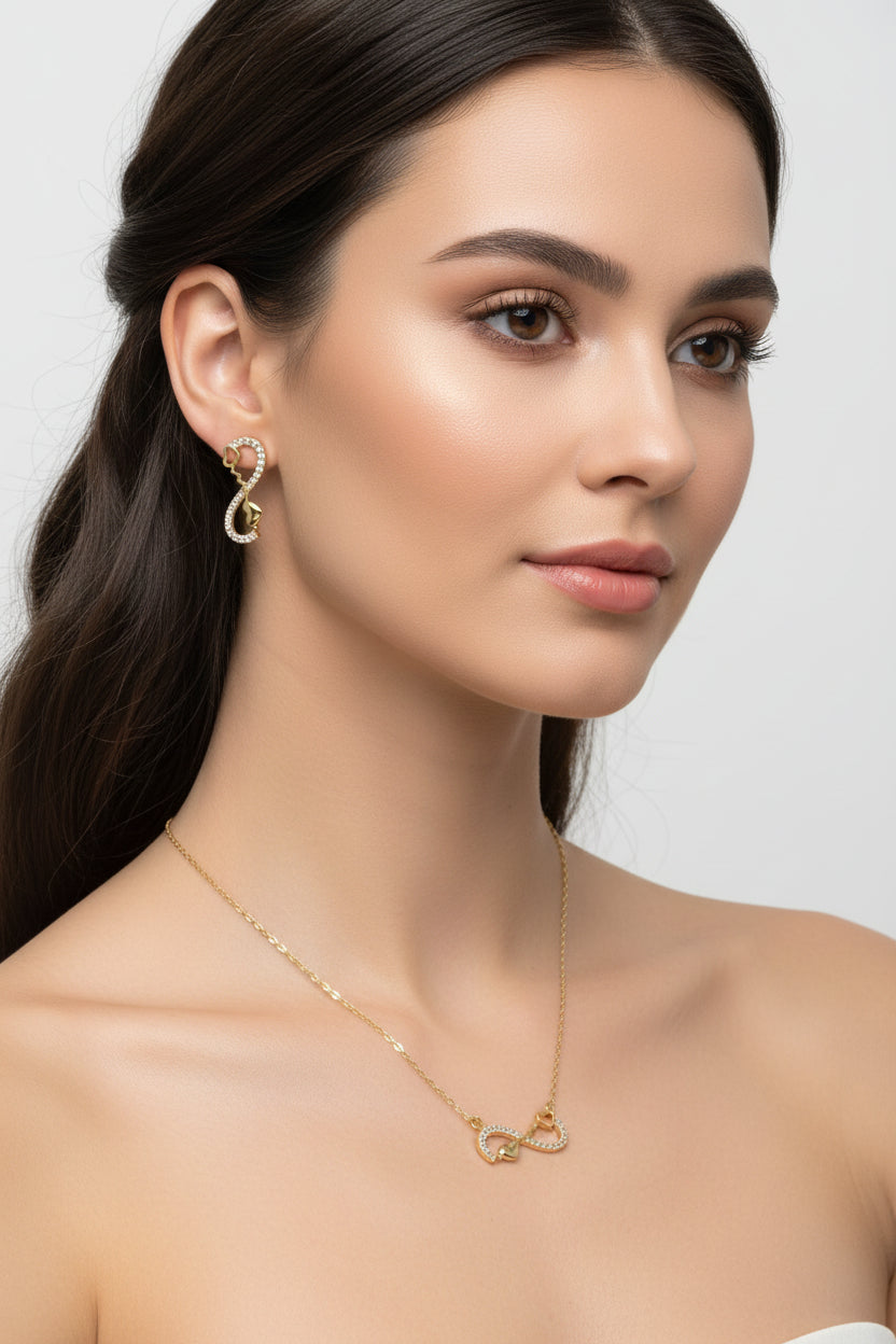 14K INFINITY HEART SET CX87A