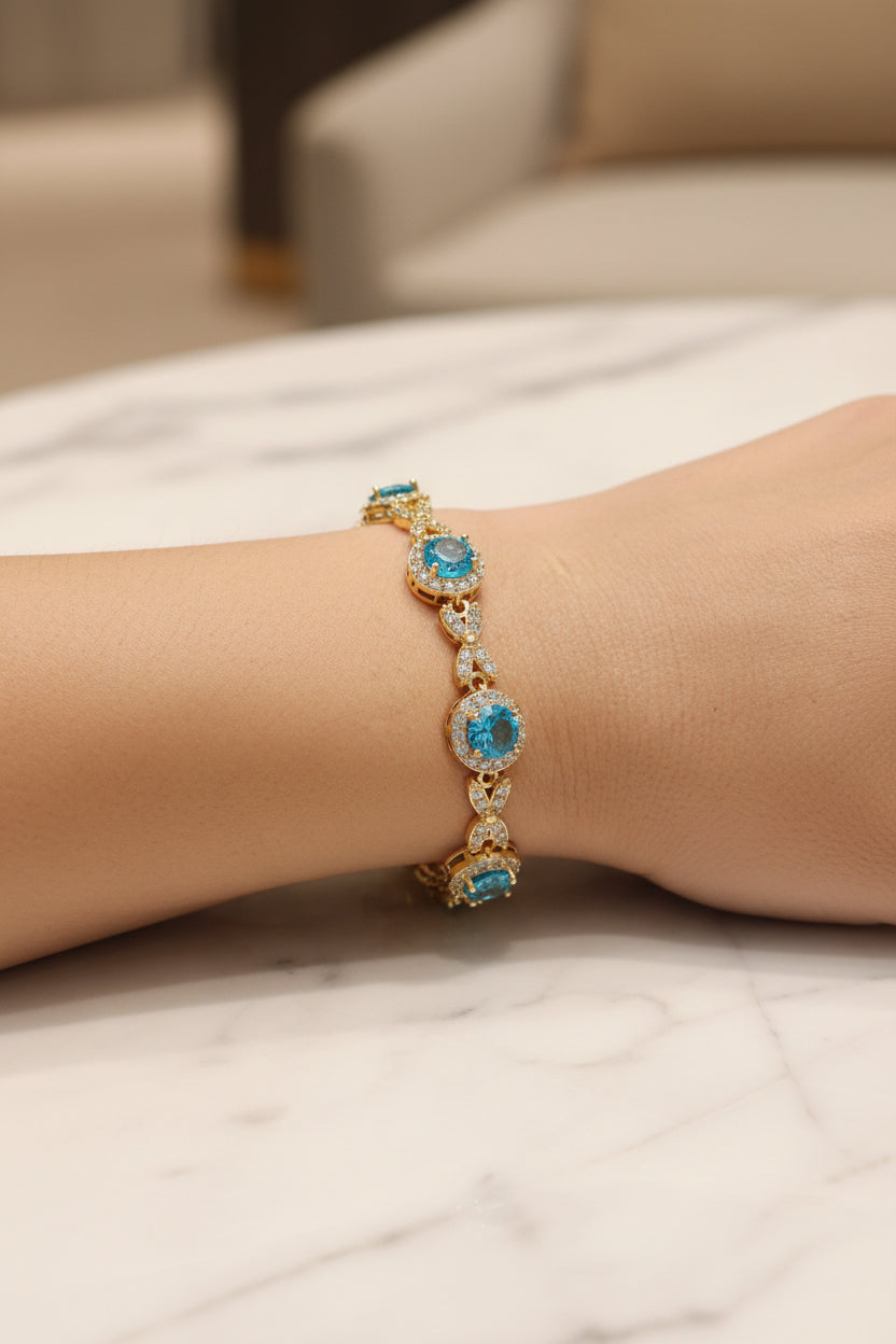 14K AQUA CRYSTAL BRACELET XM714C