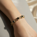 14K SQUARE LINKS WITH BLACK GEMSTONES BRACELET SS223C