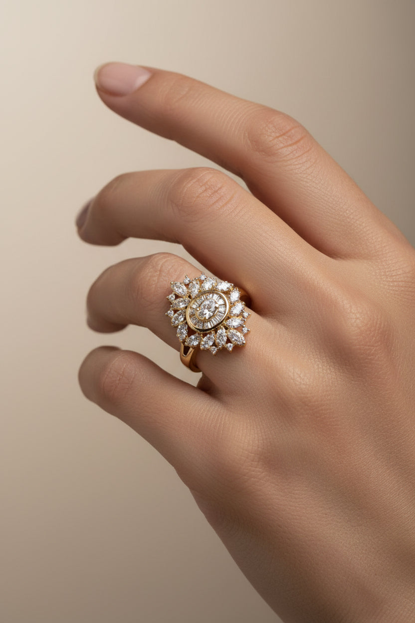 14K VINTIGE INSPI DIAMOND CLUSTER RING X001218183