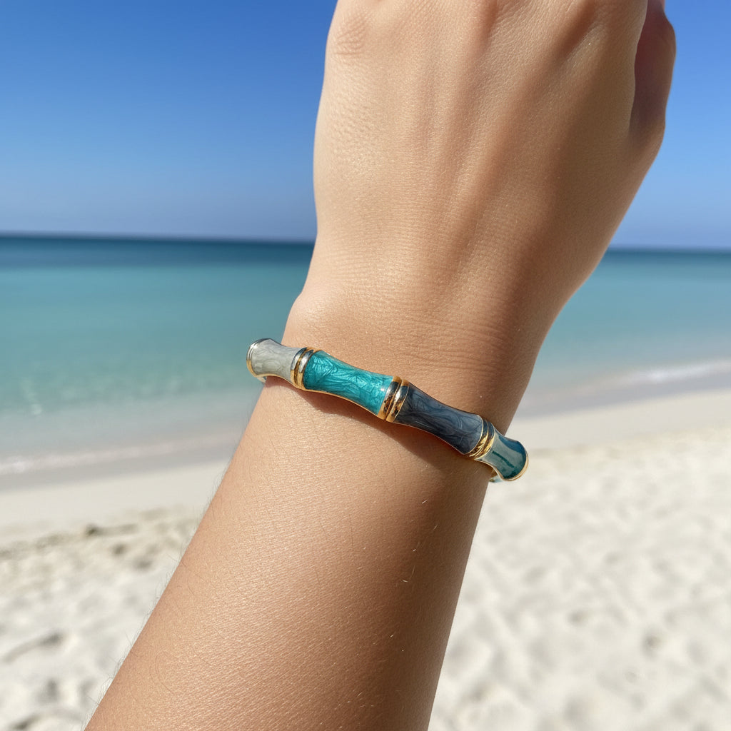 14K COLORFUL BAMBOO BANGLE BRACELET JW01A