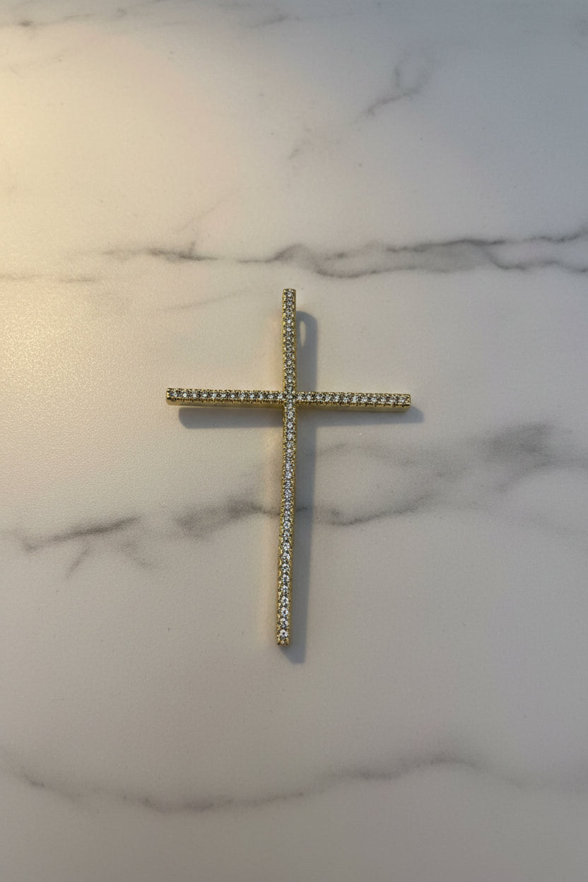 14K CROSS CZ  PENDANT