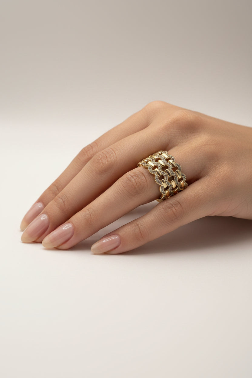 14K WOVEN DESIGN WITH "CZ" RING X001214223