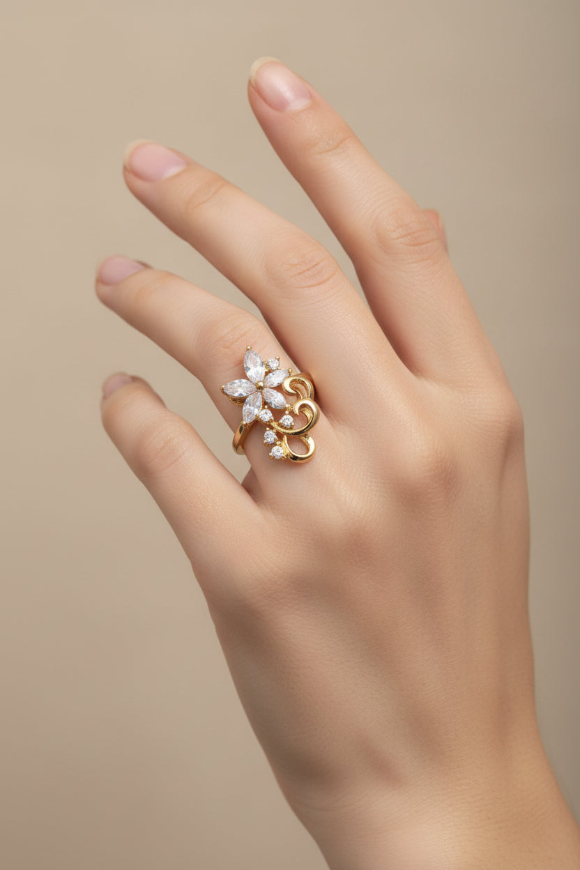 14K CLEAR FLOWER RING X001198866