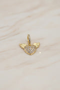 14K CLEAR HEART ANGEL WINGS PENDANT
