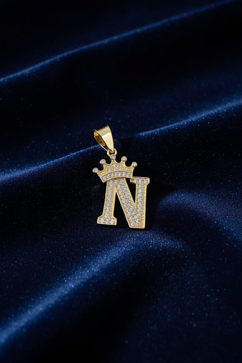 14K INITIAL "N" CROWN ON TOP PENDANT