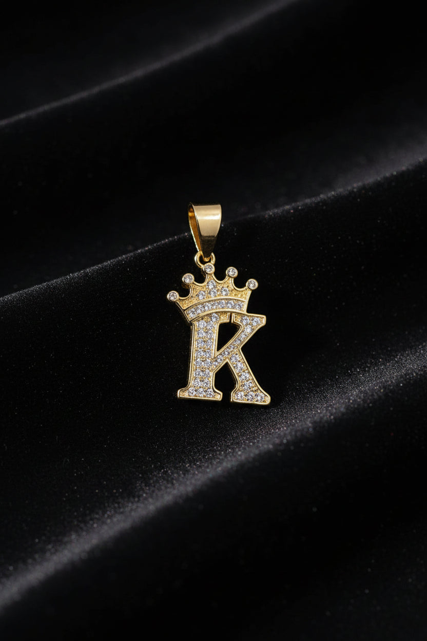14K INITIAL "K" CROWN ON TOP PENDANT