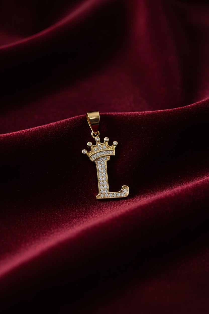 14K INITIAL "L" CROWN ON TOP PENDANT
