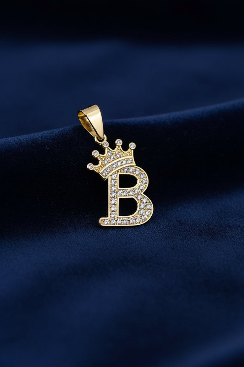 14K INITIAL "B" CROWN ON TOP PENDANT
