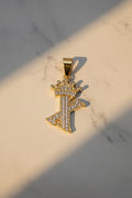 14K INITIAL "X" CROWN ON TOP PENDANT