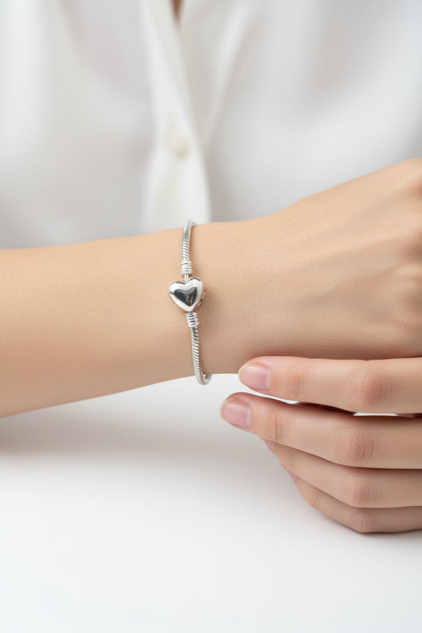 STS PANDORA HEART CLASP SNAKE CHAIN BRACELET
