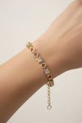 14K OVAL-CUT CLEAR STONES TENNIS BRACELET