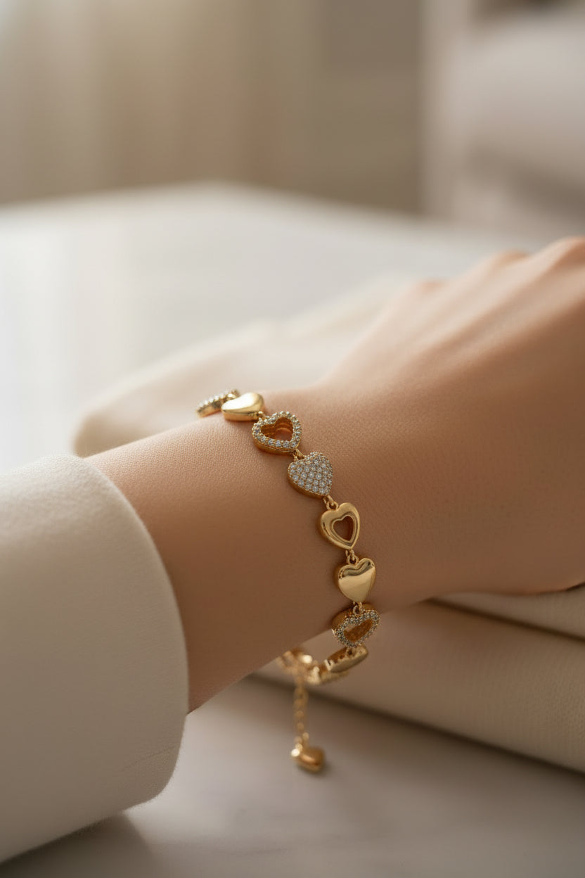 14K HEART-SHAPED LINKS BRACELET X001099437