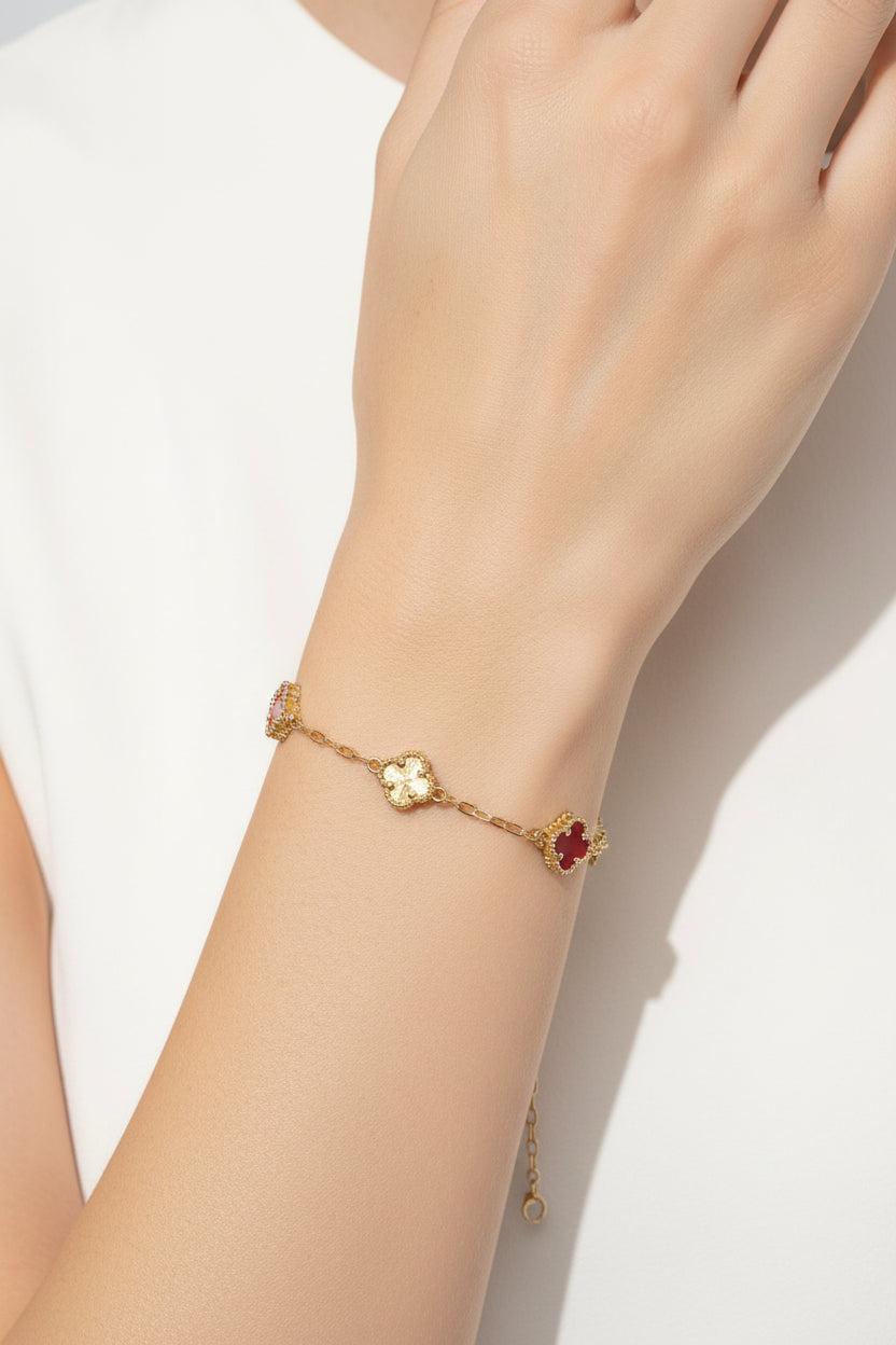 14K RED CLOVER LINKS BRACELET CS-21330002
