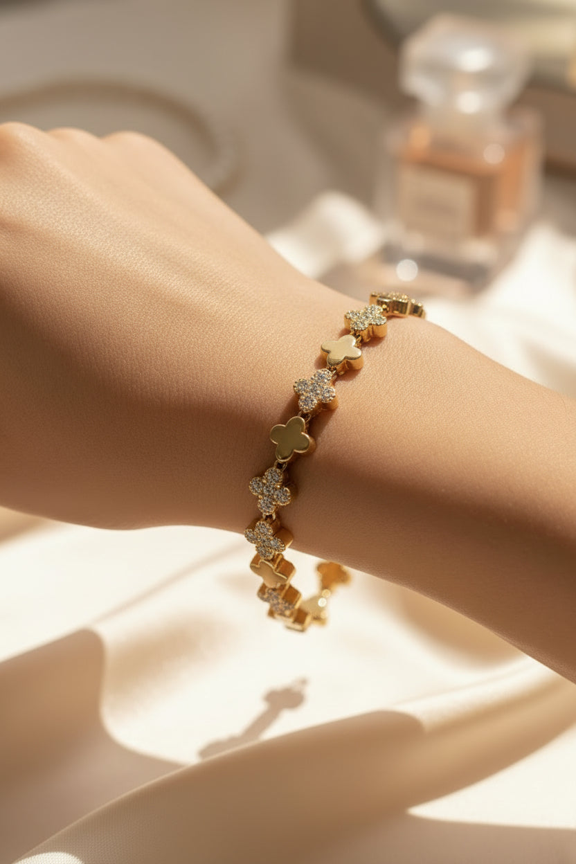 14K CLOVER-MOTIF LINK BRACELET MS-35690001