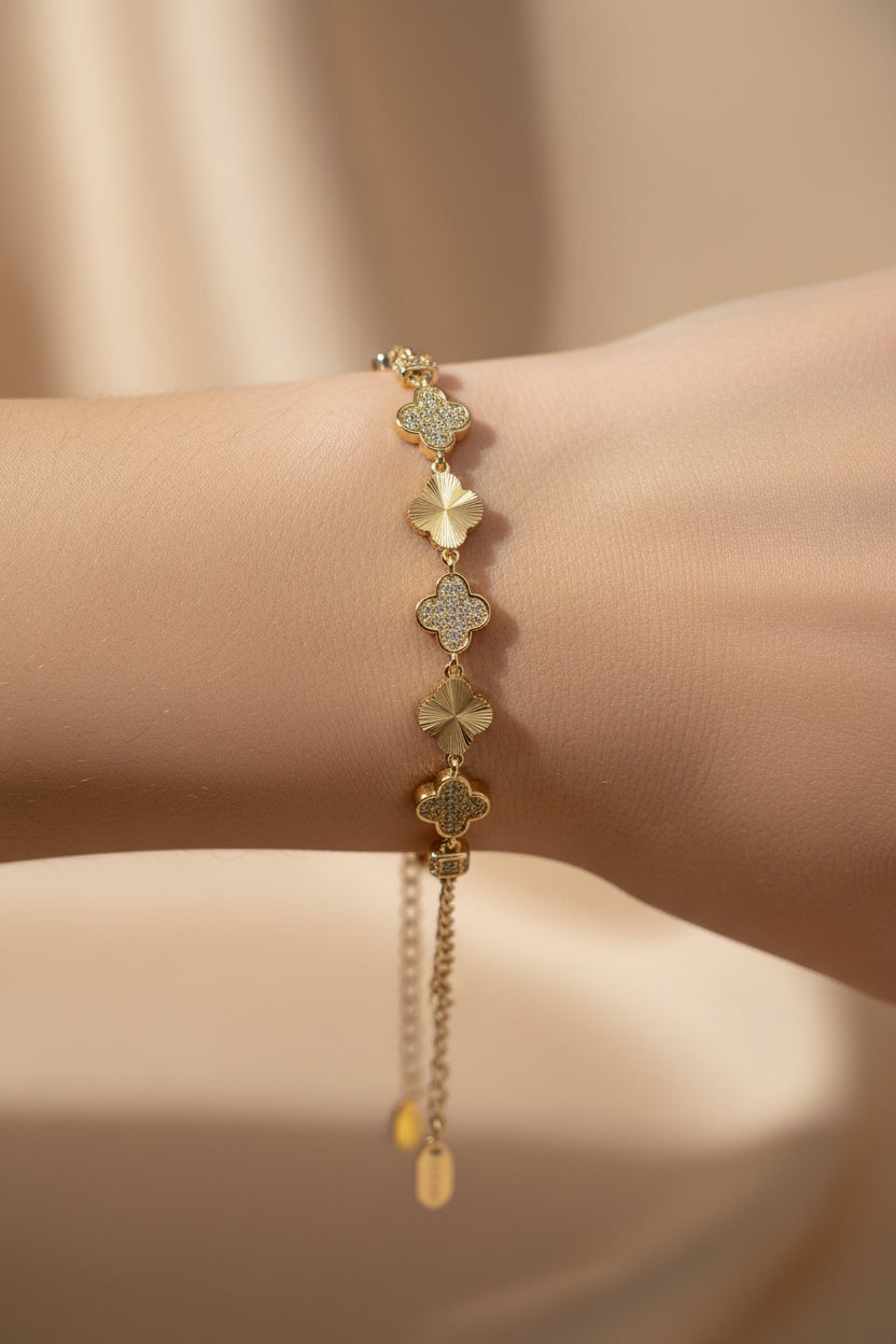 14K FOUR LEAF CLOVER-MOTIF BRACELET OS-11210001