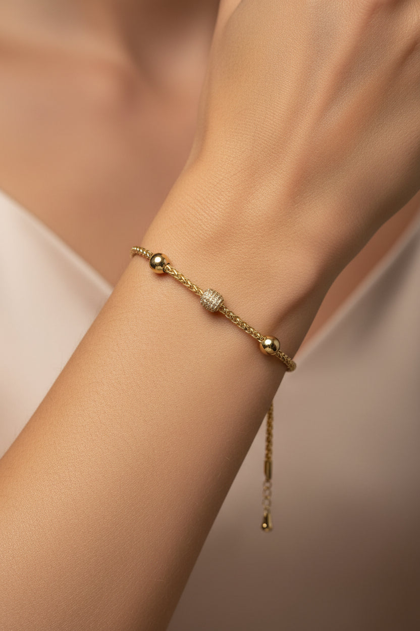 14K WOVEN MESH STYLE CHAIN BRACELET OS-08640001