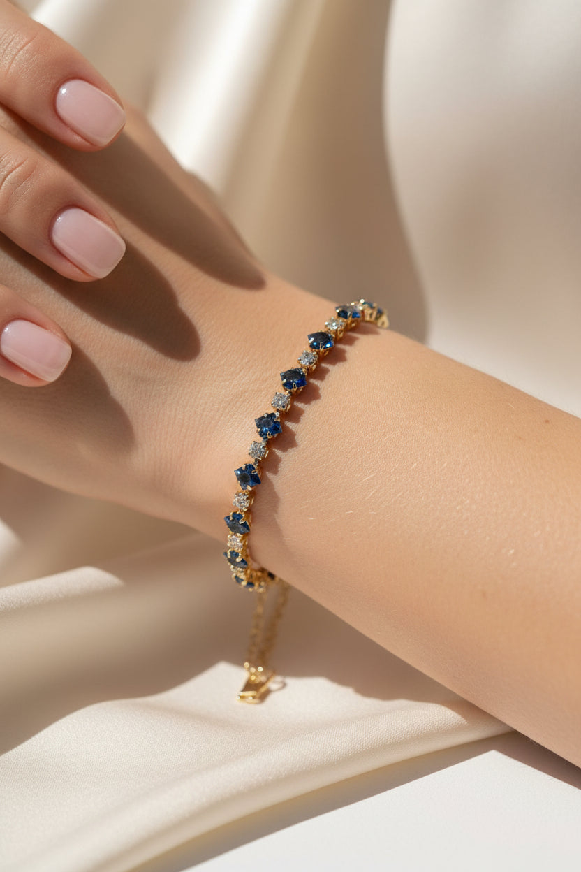 14K SAPPHIRE DIAMOND TENNIS BRACELET MS-29200004