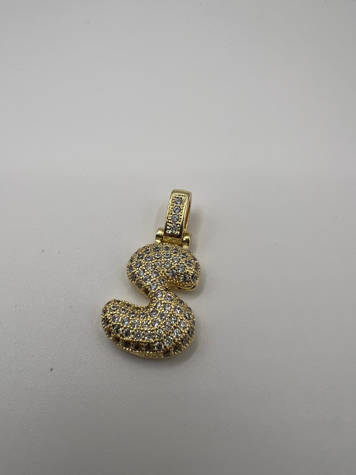 14K 3D CLEAR BUBBLE INITIAL PENDANT - S