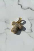 14K 3D CLEAR BUBBLE INITIAL PENDANT - T