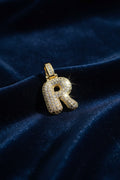 14K 3D CLEAR BUBBLE INITIAL PENDANT - R