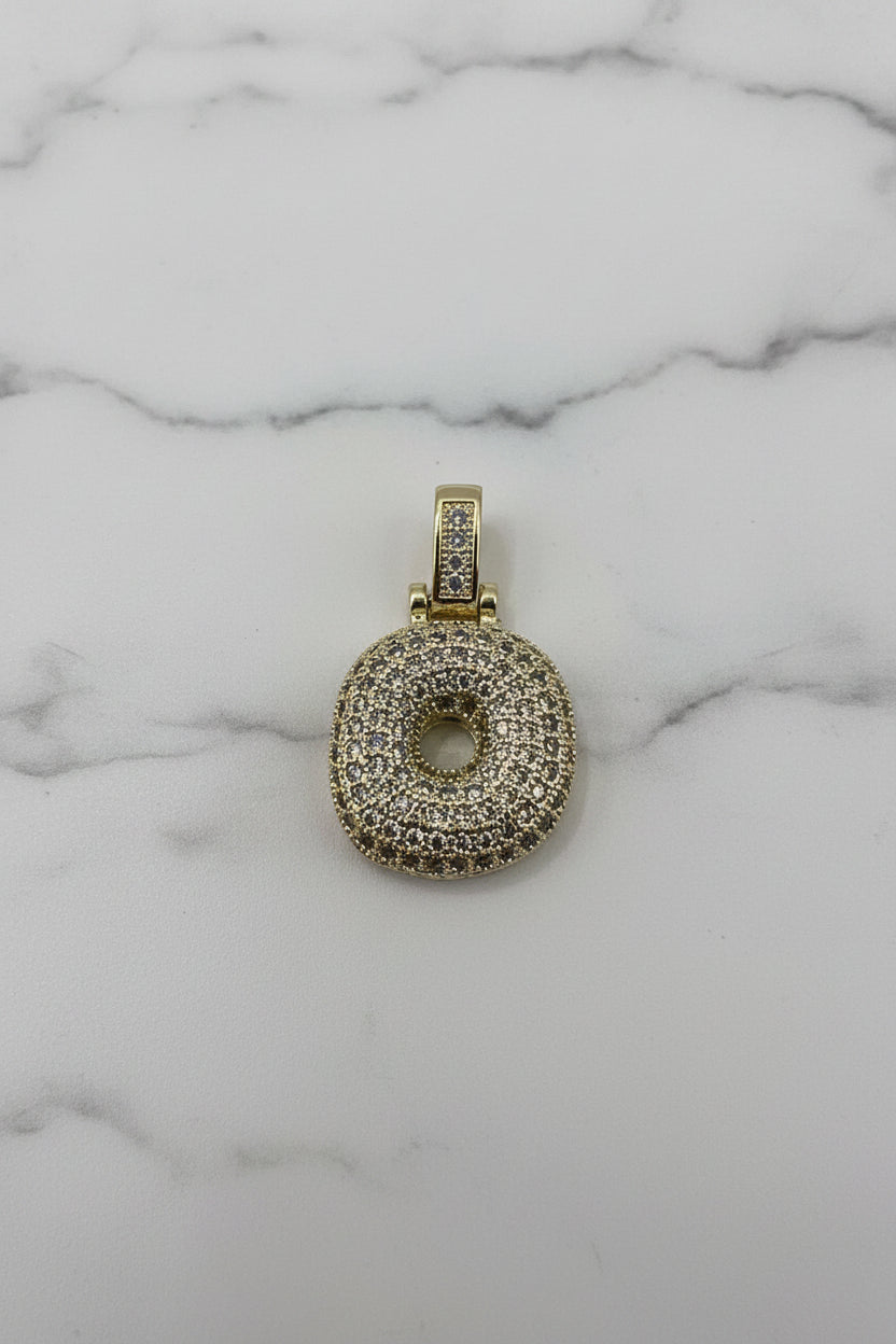 14K 3D CLEAR BUBBLE INITIAL PENDANT - O