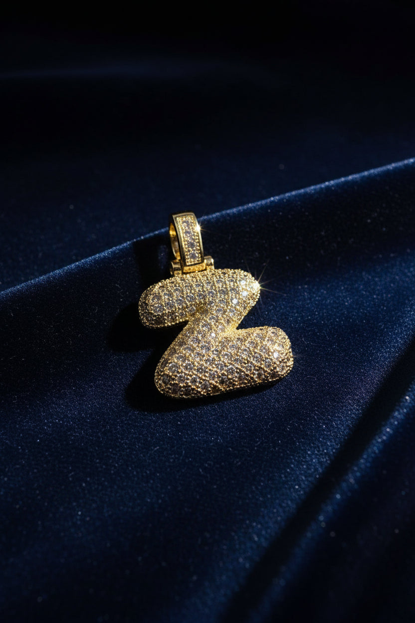 14K 3D CLEAR BUBBLE INITIAL PENDANT - Z