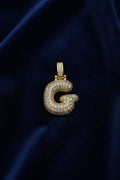 14K 3D CLEAR BUBBLE INITIAL PENDANT - G
