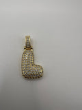 14K 3D CLEAR BUBBLE INITIAL PENDANT - L