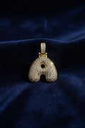 14K 3D CLEAR BUBBLE INITIAL PENDANT - A