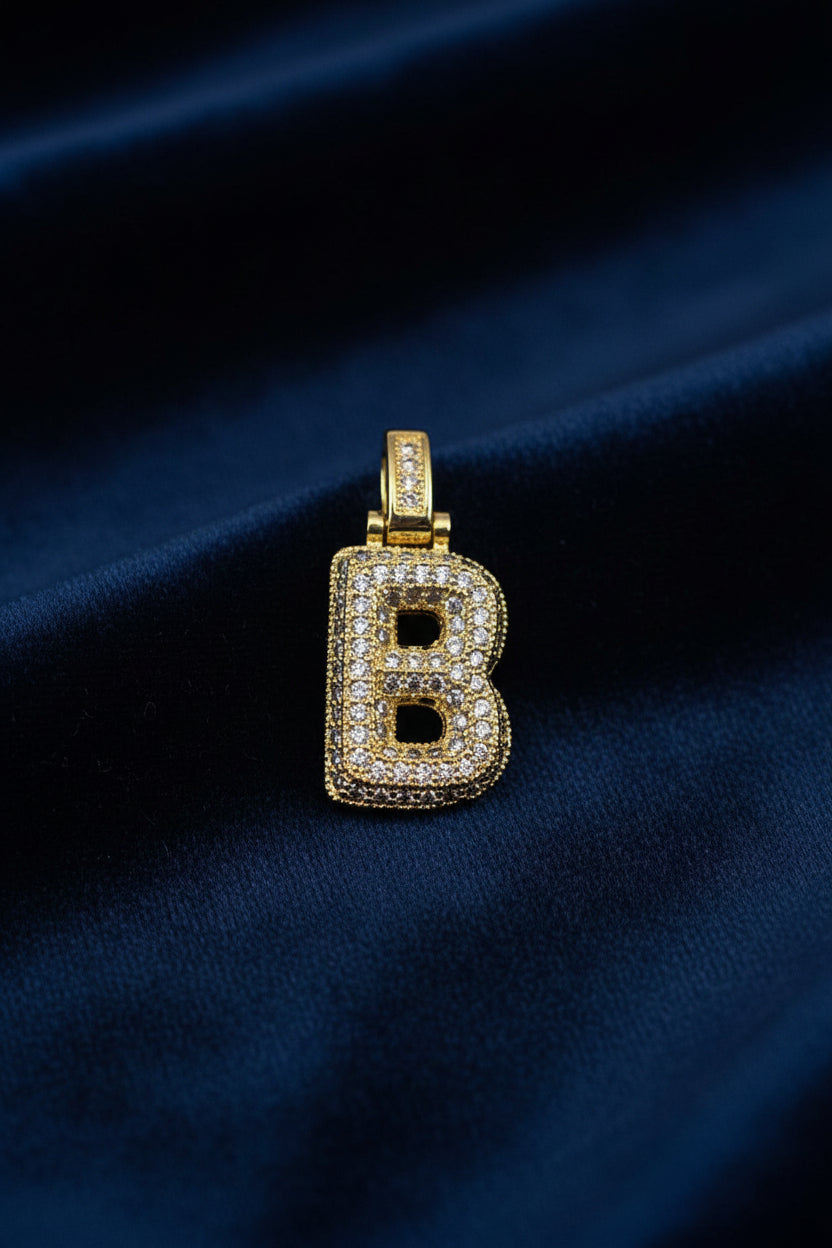 14K 3D CLEAR BUBBLE INITIAL PENDANT - B