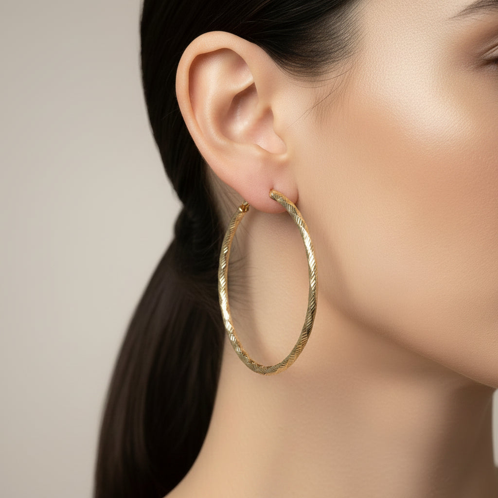 14K TWISTED HOOP EARRINGS R-21480038
