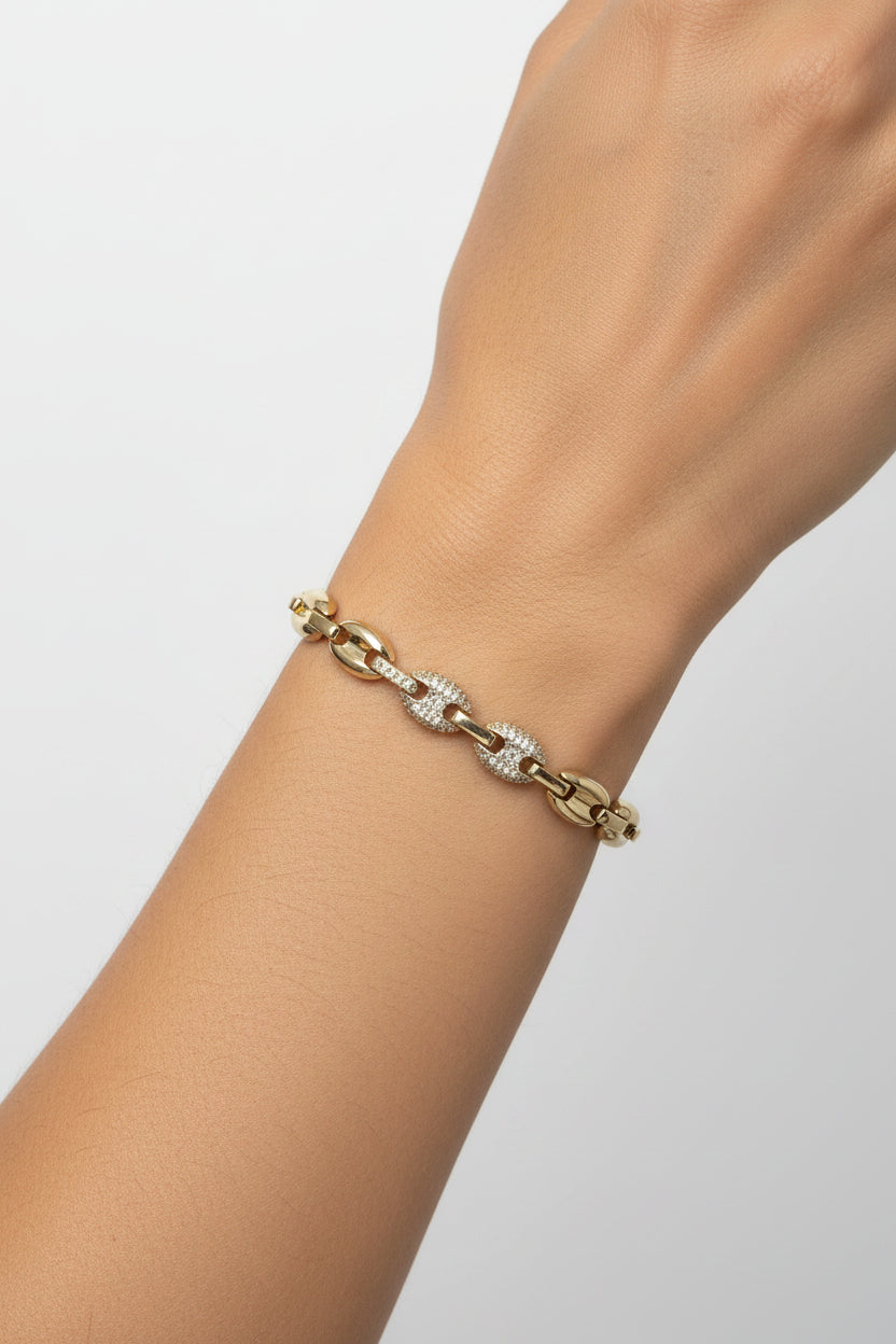 14K PUFFED MARINER LINK BRACELET  MS-34080001